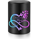 SOITIS Small Urn for Human Ashes Keepsake 2.6 inch Aluminum Urn for Ashes, Keepsake Mini Urn for Human Ashes Memorial Funeral Urn - Black