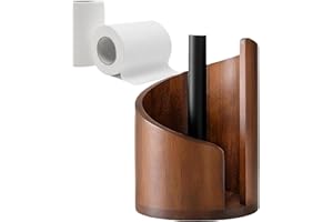 Quhoxdye Mountain Paper Towel Holder, New Wooden Mango Wood Stand with Iron Base, One-Handed Operation, Fits Jumbo Rolls, Hom