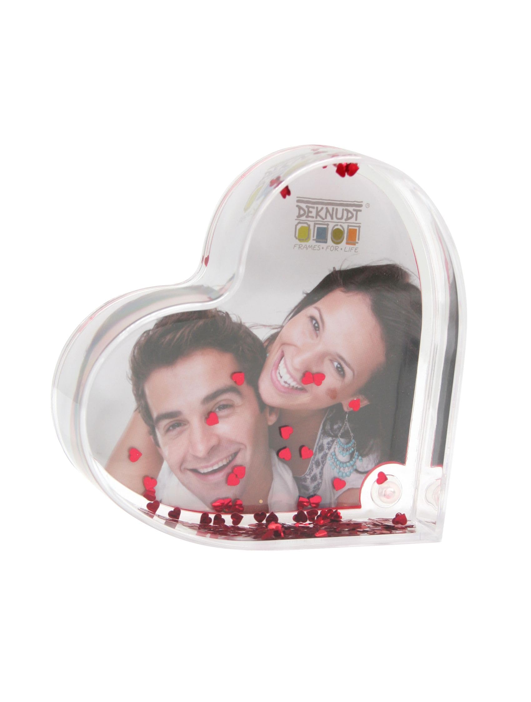 Deknudt Frames S66FE1-1-.0X.0 Heart-Shaped Plexiglas Photo Frame with Red Sequins 9.8 x 6 x 2.3 cm