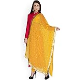themilestocks Woman's Embroidered Chiffon Dupatta Scarf Shawl Wrap Soft Indian Bridal Wedding - Off White