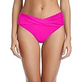 Tempt Me Women Twist Bikini Bottom Moderate High Cut Bathing Suit Bottoms Ruched Swimsuit Bottom