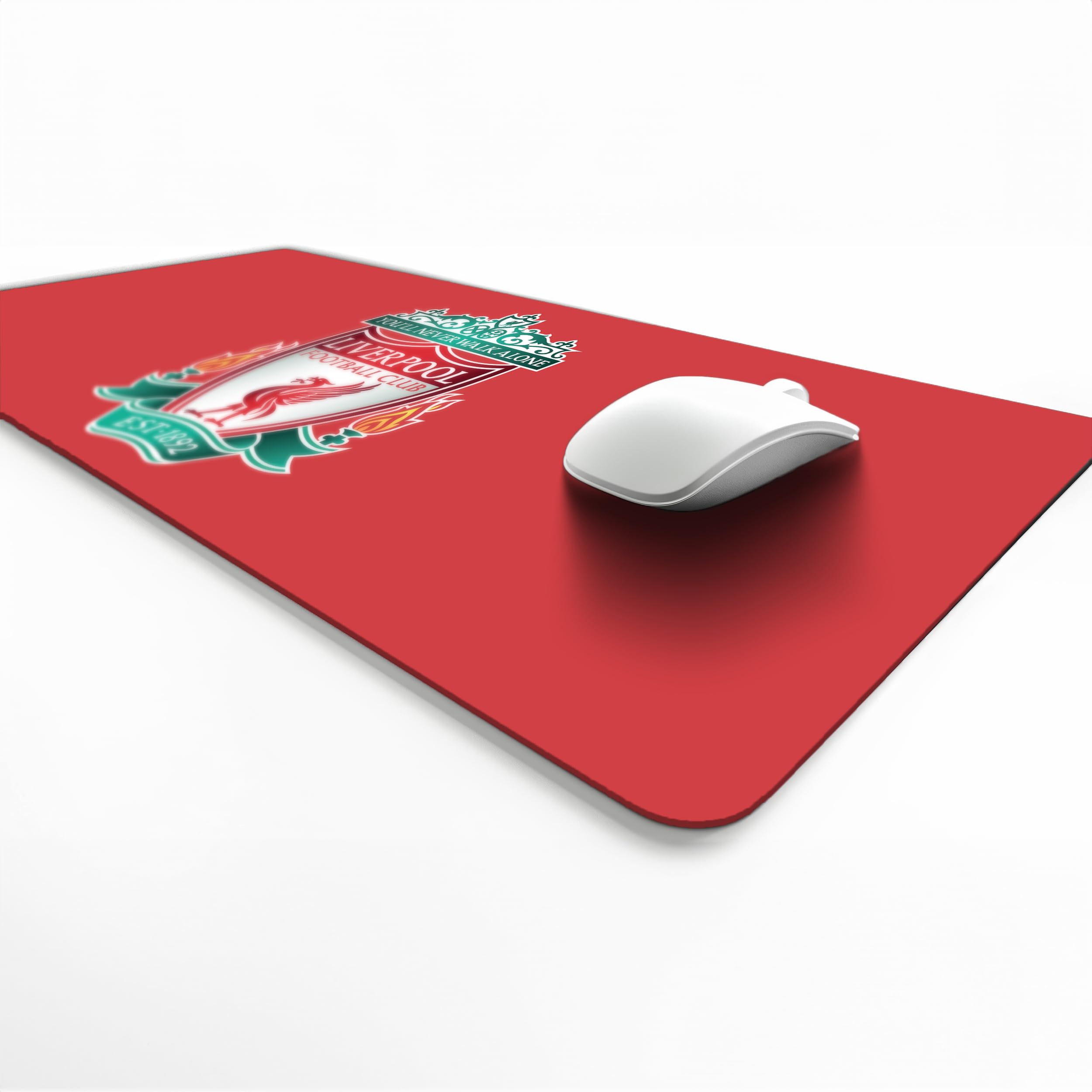 Licensed Décor Liverpool FC Desk Mat - Highlighted Full Colour Crest on Brand Red - 43 x 90 cm
