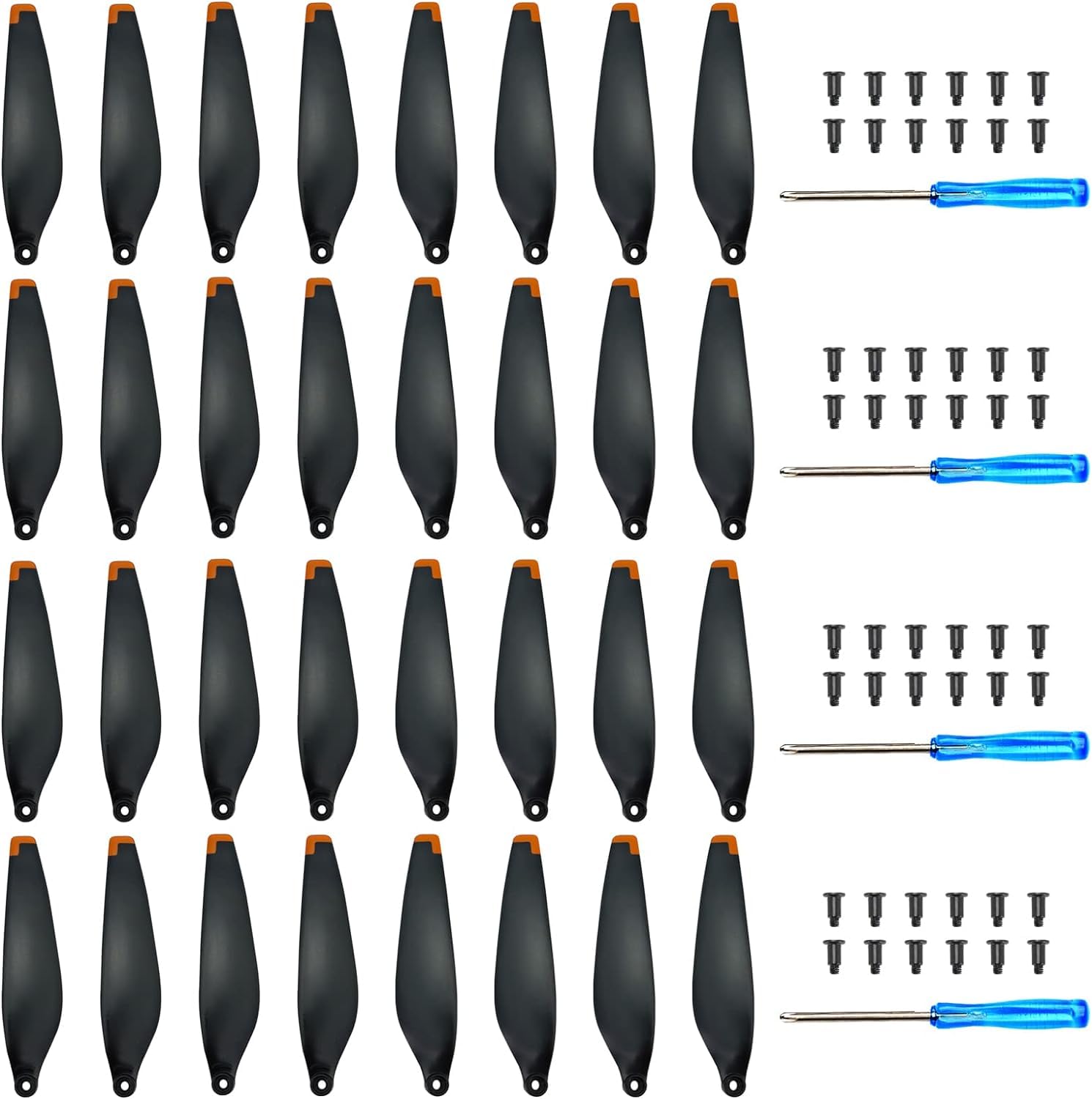 Craznick 32pcs Propellers for DJI Mini 3 Replacement Prop Blades Spare Propeller Blade Low Noise Wings for DJI Mini 3 Drone Accessories Exclusive Screws & Screwdrivers Orange Tips — image 1