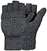 Korlon Winter Wool Knitted Convertible Fingerless Gloves with Mitten Cover Dark Gray One Size