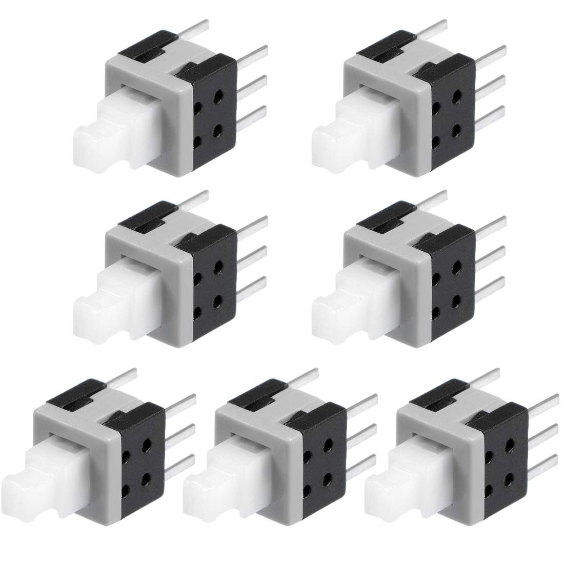 sourcing map 5.8x5.8x10mm PCB DIP Mounting Tact Tactile Push Button Switch Self Lock 6 Pin 7PCS