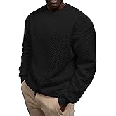 ZAFUL Mens Crewneck Sweatshirts Solid Color Long Sleeve Waffle Panttern Texture Casual Loose Pullover