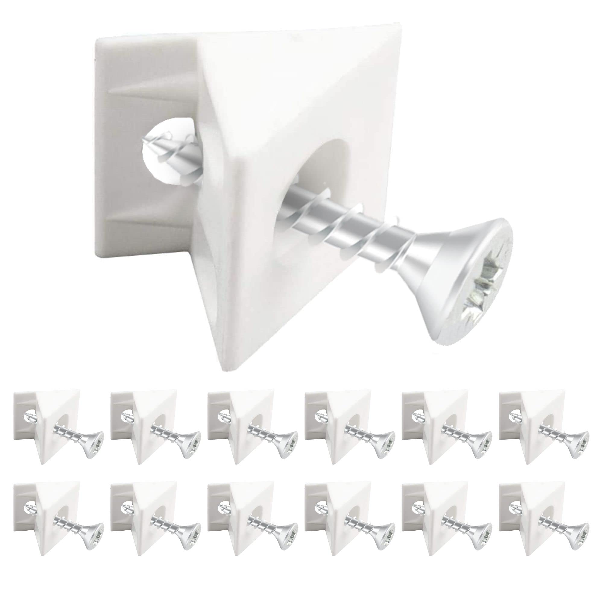 Gedotec Body Connector Angle Connector Plastic Furniture Connector for Rear Wall and Drawer Floors Back Wall Connector White Back Wall Holder with Screw Pack of 100 Corner Connector