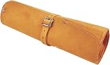 Faithfull Suede Leather Chisel Roll 8 Pocket Tool Organizer Tan Water Resistant view 3