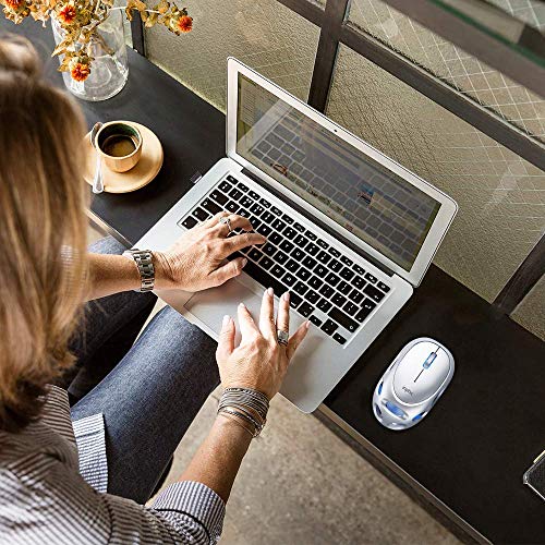 INPHIC LED Wireless Mouse, Rechargeable Silent USB 2.4G Computer Cordless Mouse with USB Receiver, Breathing LED, Upgraded Battery, for Laptop Mac PC Windows Gaming, Silver