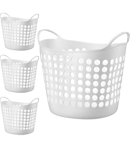 Amazon.com: United Solution White Plastic Laundry Basket, 1 Bushel