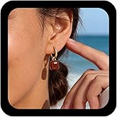 Iaceble Boho Red Enamel Drop Earrings Small Huggie Hoop Dangle Earrings Vintage Squares Huggie Earrings Red Coral Dangle Earrings Jewelry for Women