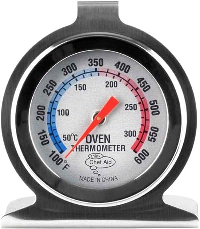 Chef Aid Stainless Steel Oven Thermometer with Dual Celsius Fahrenheit Dial
