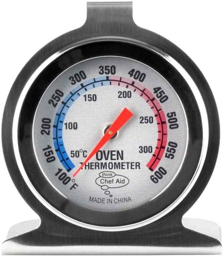 Chef Aid Stainless Steel Oven Thermometer with Dual Celsius Fahrenheit Dial
