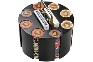 Wood Carousel Poker Chip Case, Poker Chip Carrier Holder - Holds 200 Pcs Chips and 2 Decks of Playing Cards for Beginners Cas