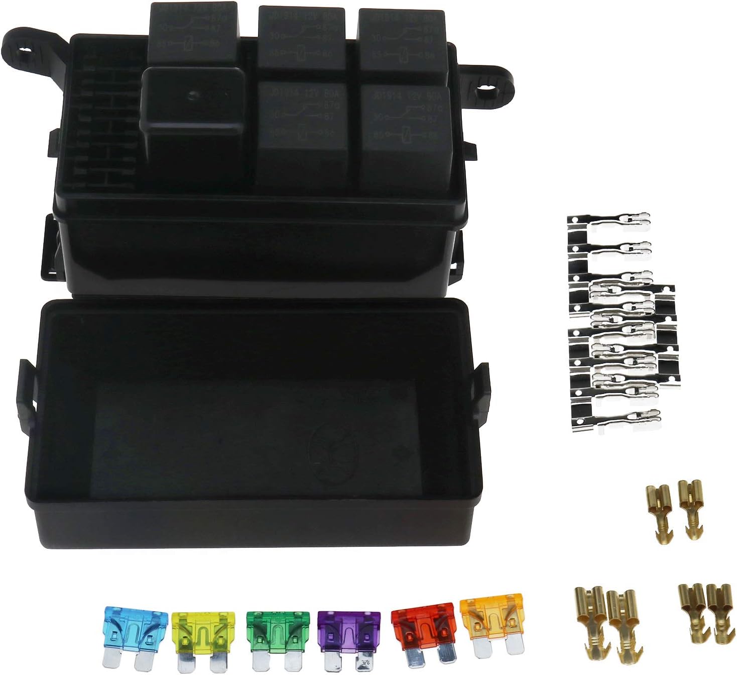 D2D Durable Car Truck Fuse Box 6 Relay Block Holder 5 Road & Terminals Relay