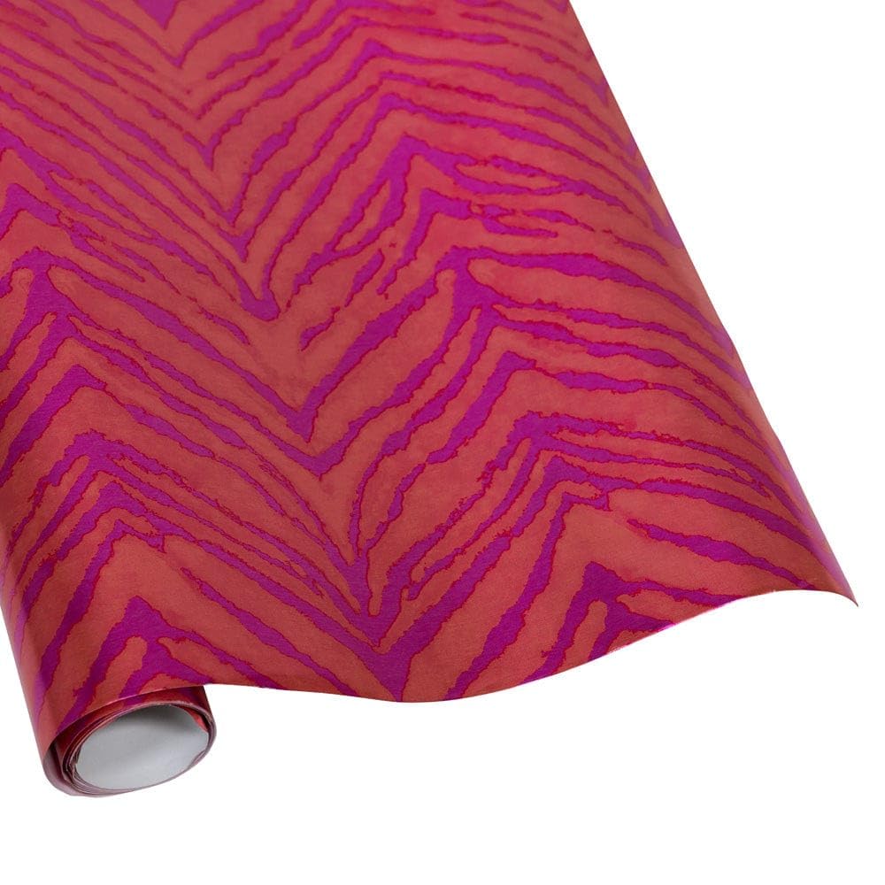 Caspari Wild Kingdom Fuchsia & Orange Foil Embossed Gift Wrapping Paper - 30 x 6 Roll