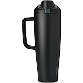 Owala FreeSip Tumbler Insulated Stainless Steel Water Bottle with Built-in Straw and Side Handle, For Travel, Work, School, and Sports, 40oz, BPA Free, Leak Proof, Very, Very Dark