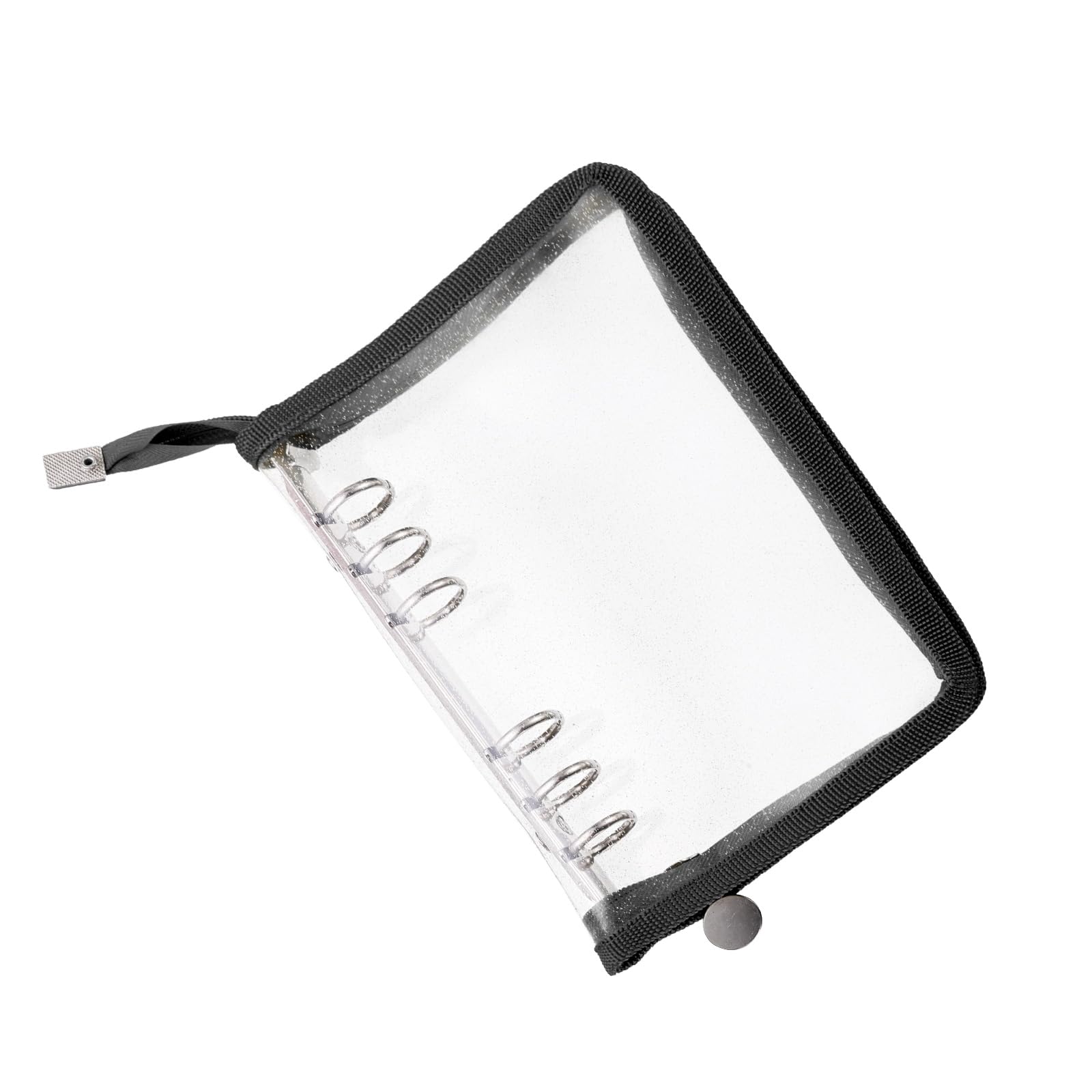 PATIKIL A7 Bling Clear Binder Cover, Soft PVC Loose Leaf Binder Protector Refillable Notebook Shell with Zipper for DIY Meeting Notebook Folder, Black