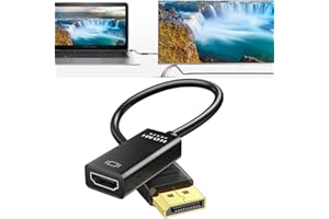 4K DisplayPort to HDMI Adapter, Uni-Directional DP 1.2 Computer to HDMI 1.4 Screen Gold-Plated DP Display Port to HDMI Adapte