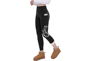 CAMPSNAIL Fleece Lined Leggings Women Water Resistant - Thick Thermal Warm High Waisted Pants with Pockets for Winter Snow