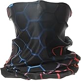 HARFINGTON Summer Cooling Neck Gaiter Sun Protection Face Mask Fishing Neck Gaiter Unisex Sunscreen Breathable Bandana for Fishing Outdoor Sports, Black/Orange/Cyan Blue