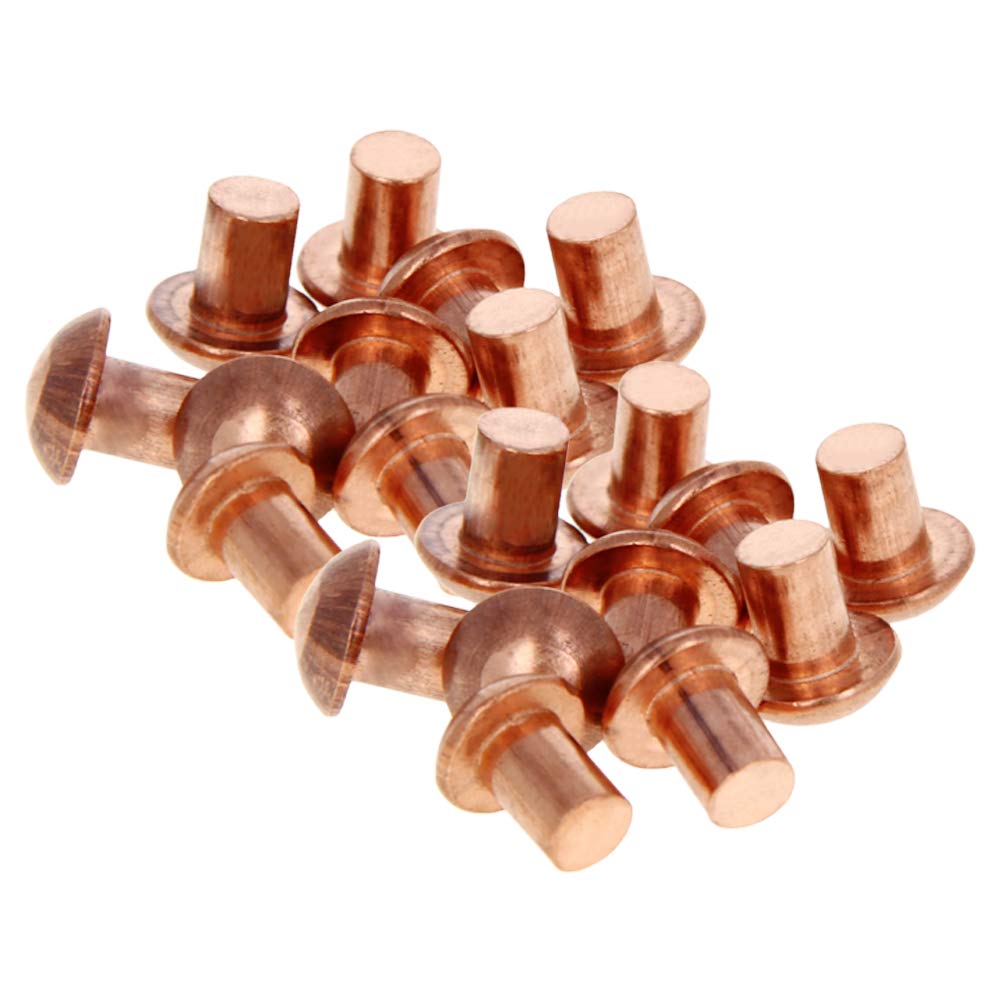 Aicosineg 50pcs 0.31" Length Copper Solid Rivets M6