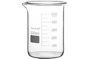 stonylab Glass Beaker, 1 Pack Borosilicate Glass Graduated Low Form Griffin Beaker with Pouring Spout Lab Beaker, 500 ml