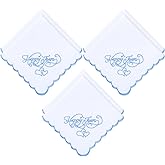 Embroidered Wedding Handkerchiefs Happy Tears Handkerchiefs with Scallop Lace Edges for Wedding Day Bride