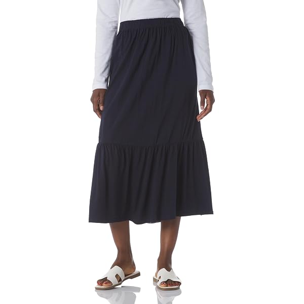 KIKI RIKI Maxi Panel Skirt With Elastic Waist For Womens/Teens 35 Inch Length Black X Small At Women's Clothing Store