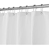 Barossa Design Waffle Weave White Shower Curtain Hotel, Standard Size | Hotel Luxury Quality, Water Repellent, Machine Washable Fabric Shower Curtain for Bathroom