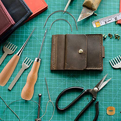 29 Pcs Upholstery Repair Kit, Leather Craft Tools Set Include Wax Thread&Tape Measure&Hand Sewing Needles&Scissors&Mid-Hole Cone&Log Cone&Copper Ring Thimble, Canvas DIY Tool Set for Leather Repair - Thumbnail 5