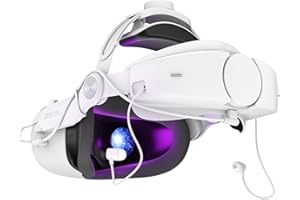 DESTEK QH2 7000mah Data Passthrough Battery Head Strap with Headphones for Meta/Oculus Quest 2, Face Pressure-Free Workout Headstrap