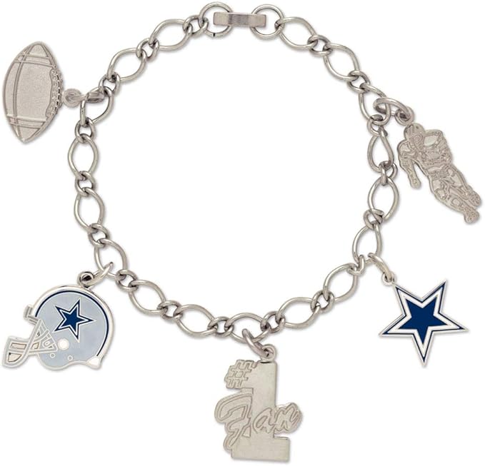 NFL Dallas Cowboys Carded Bracelet with Charm Jewelry Sports Fan Bracelets