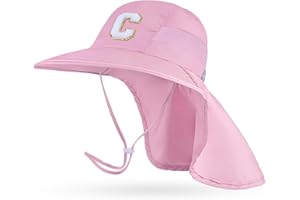 PLAY TAILOR Kids Sun Hat for Girls UV Protection Toddler Beach Bucket Hats Adjustable Summer Fishing Hat with Neck Flap for Kid 2-8 Years