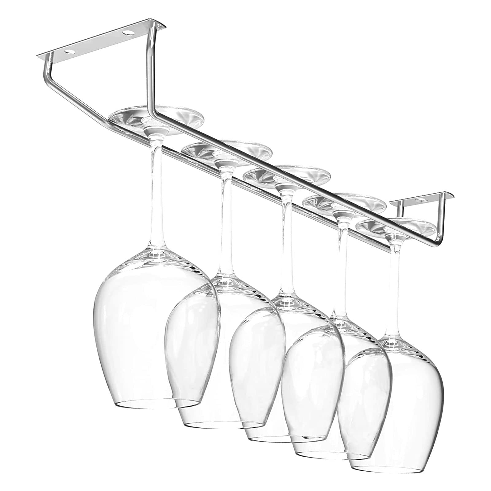 Newthinking Hanging Wine Glass Rack, Stainless Steel Under Shelf Wine Glass Holder, 14 Inch Under Cabinet Wine Glass Rack for Bar Accessories Home Pub (1 Rack)