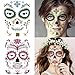 12 Pack Day of the Dead Sugar Skull Temporary Face Tattoo Halloween Makeup Tattoo for Men and Women