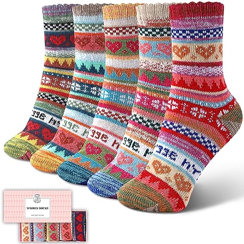 ICEIVY Socks Women, Soft Knit Wool Winter Thick Warm Cabin Fuzzy Crew Women Socks 5 Pack