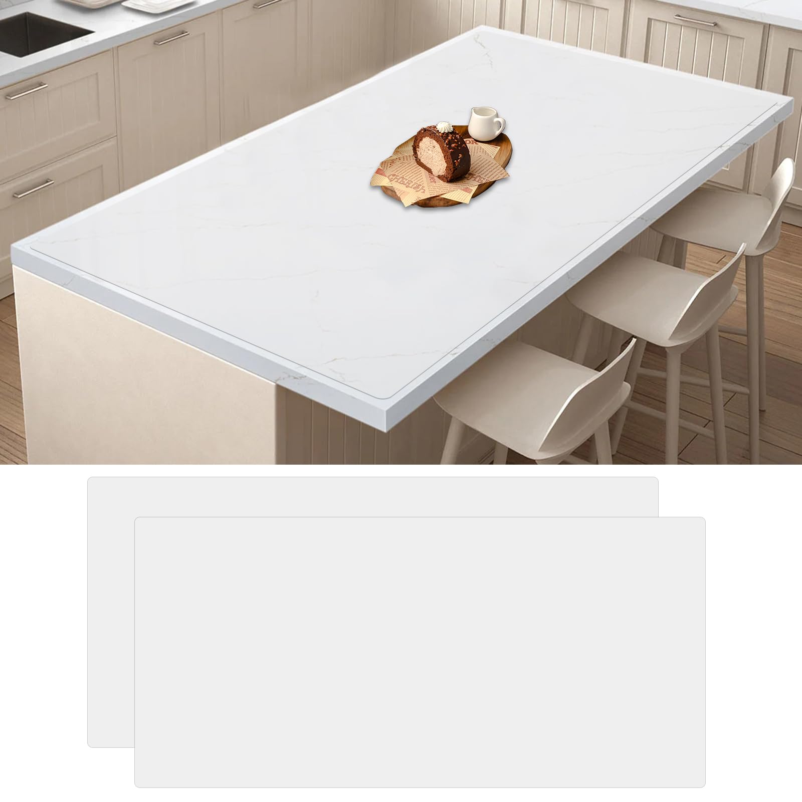 Photo 1 of **USED** 2Pack Large Silicone Mats for Kitchen Counter, 48''x24''(120cmx60cm) Heat Resistant Mat for Kitchen Island, Waterproof Multipurpose Countertop Protector, Semitransparent