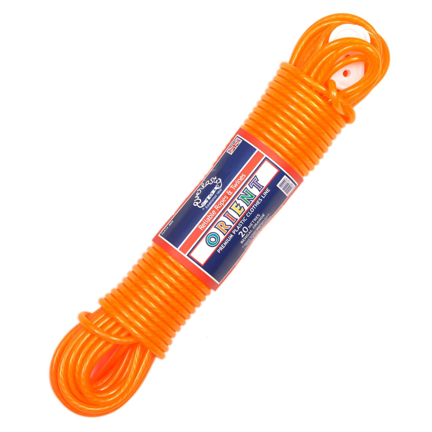 EVERLASTO Quality 20m 'Orient' PVC Clothes/Washing Line 4.8mm Thick (ORANGE)
