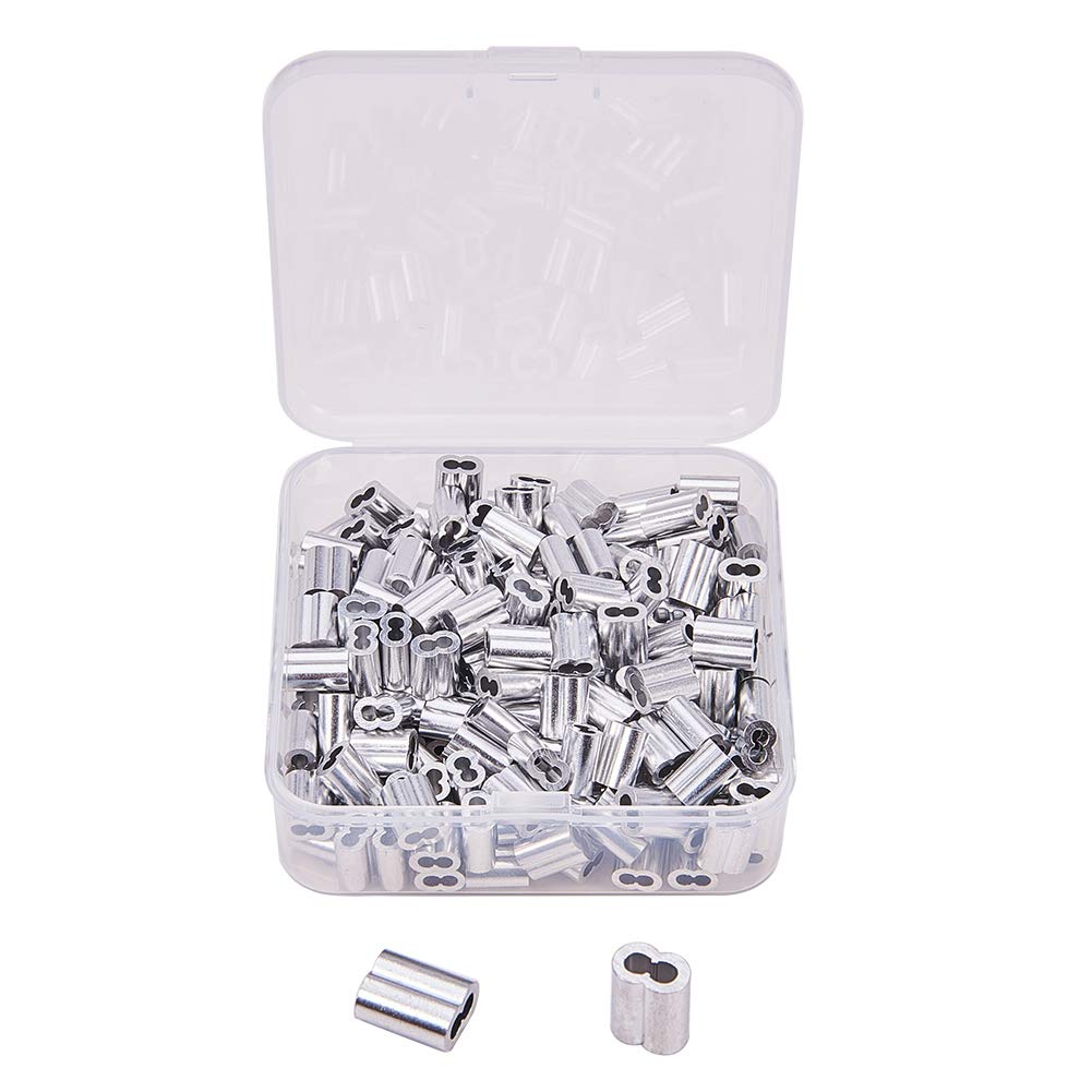 INCREWAY 200pcs Aluminum Double Barrel Ferrule Crimping Loop Sleeve for 2mm Diameter Wire Rope and Cable