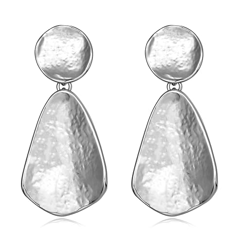 FILMOON Stud Earrings for Women Geometric Chunky Dangle Earring Trendy Silvery