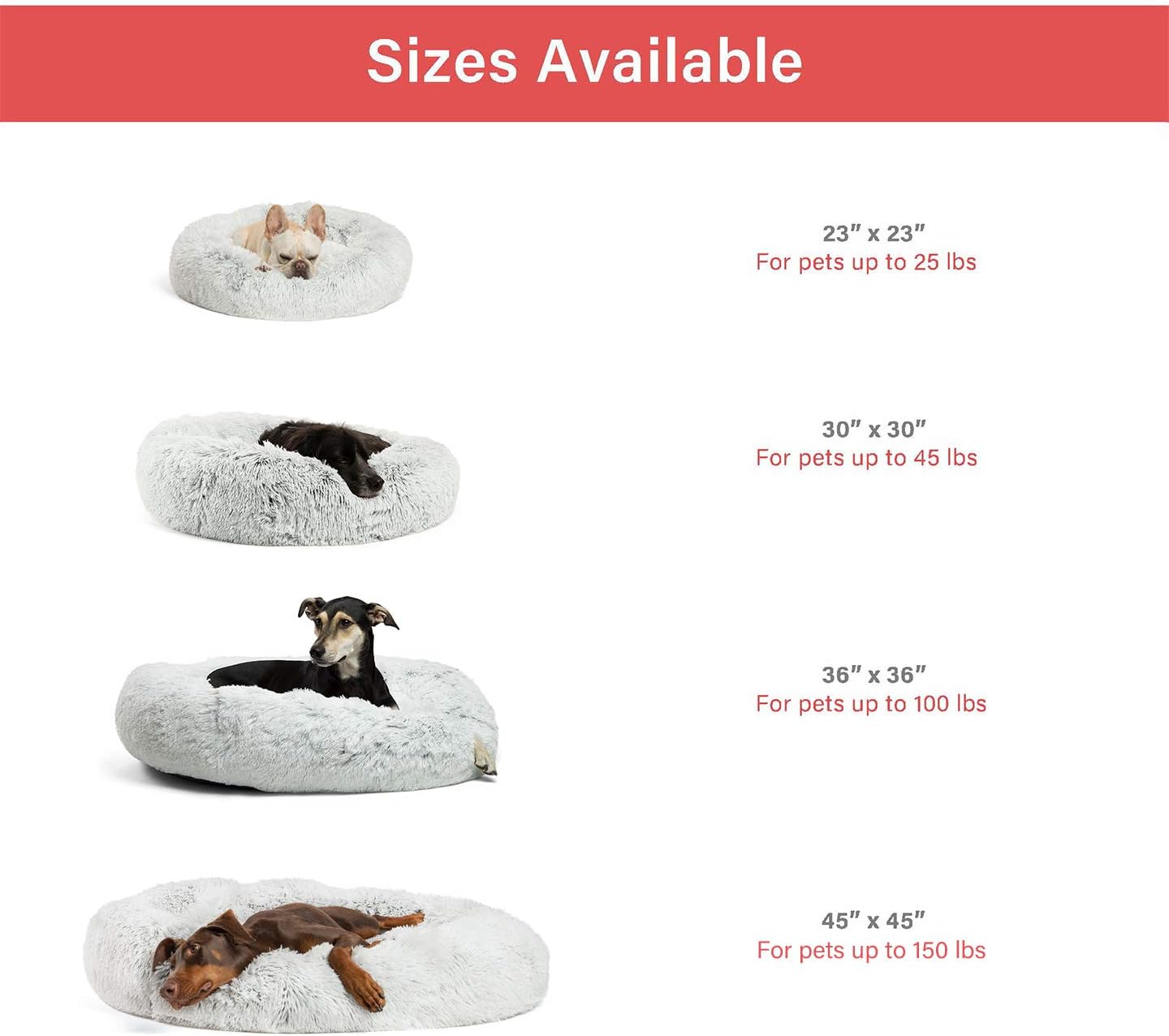 Best Friends by Sheri Calming Shag Vegan Fur Donut Cuddler (23x23 Small - Frost), Cat and Dog Bed, Self Warming and Cozy for Improved Sleep, Machine Washable for Pets Up to 25 lbs. : Pet Supplies
