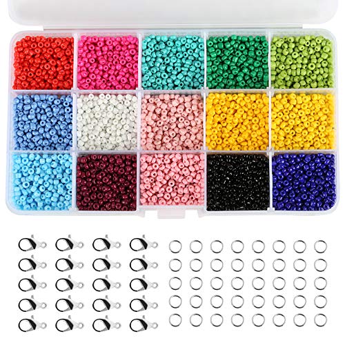 image for Naler 7500pcs Multicolor 3mm Pony Glass Seed Beads with Lobster Clasps