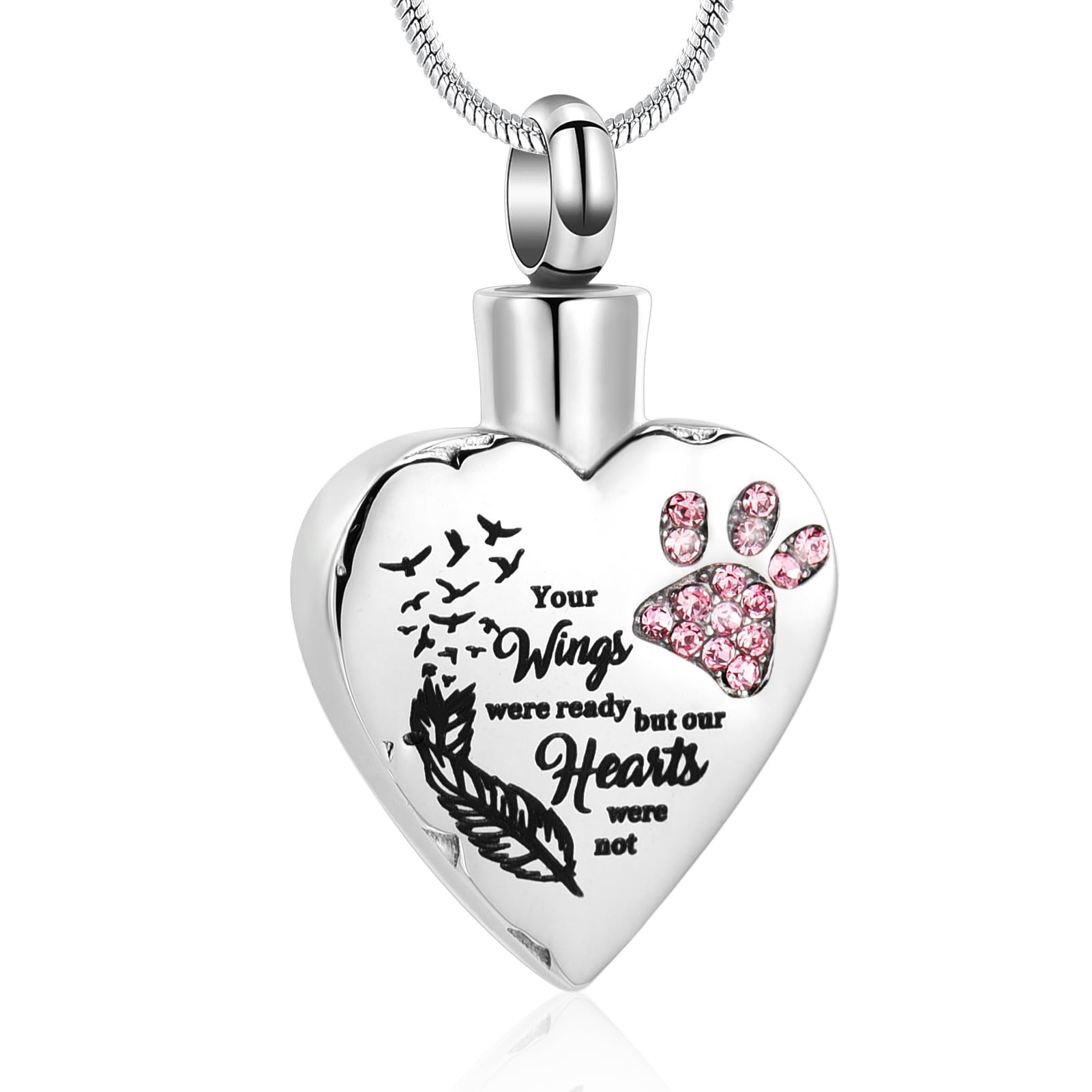 Minicremation Urn Necklaces for Ashes No Longer by My Side,But Forever in My Heart Carved Locket Cremation Urn Necklace for Pet Dogs Cats Ashes