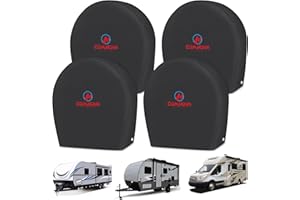 RV Tire Covers 4 Pack, Tough Tire Wheel Protector for Truck, SUV, Travel Trailer, Camper, Motorhome, Boat, Van, PU Oxford Wat
