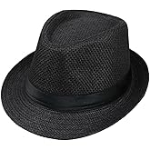Panchitalk Straw Fedora Hat Wide Brim Summer Beach Sun Cap Panama Hat for Men Women Child