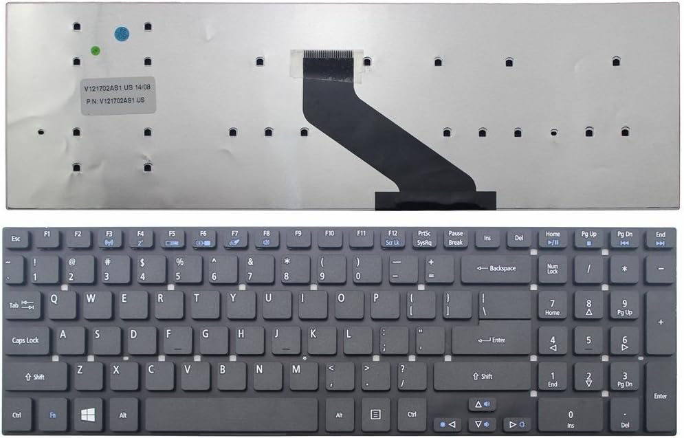 New Laptop Keyboard (Without Frame) Replacement for Acer Aspire E15 Start ES1-512 ES1-512-C35P ES1-512-P0SY ES1-512-C8HY US Layout Black Color