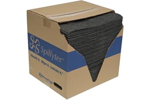 Spilfyter Premium Absorbent Pads - Universal Oils, Coolants, and Solvents Control, 27 Gal Absorbency, 16" x 18", 100 Pads per Box - DB-75