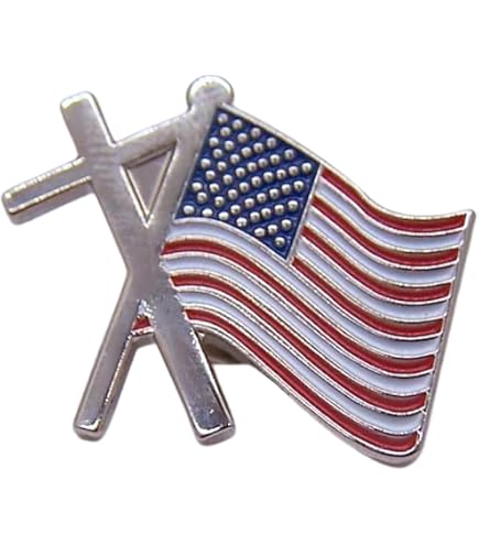 thumbnail image 2 of Pack Of 3 USA Waving Flag With Gold Cross Hat Cap Lapel Pins - 1.9cm X 2.22cm 2 of 4
