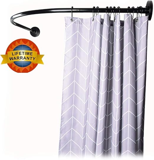 Amazon Com Y Only Black Shower Curtain Rod Tension Curved Shower